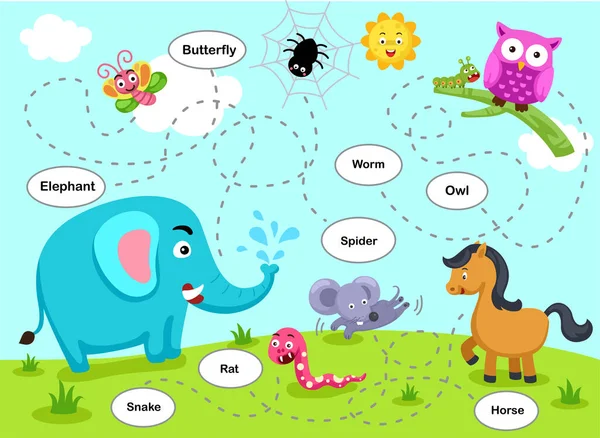 Laberinto Educativo Juego Para Niños Ilustración — Vector de stock