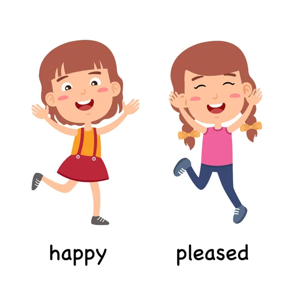 Synonyms Adjectives Happy Pleased Vector Illustration — Stock Vector