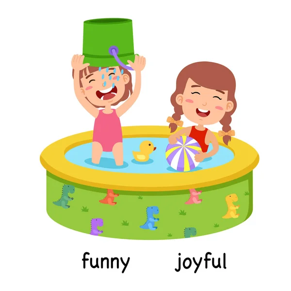 Synonyms Funny Joyful Vector Illustration — Stock Vector