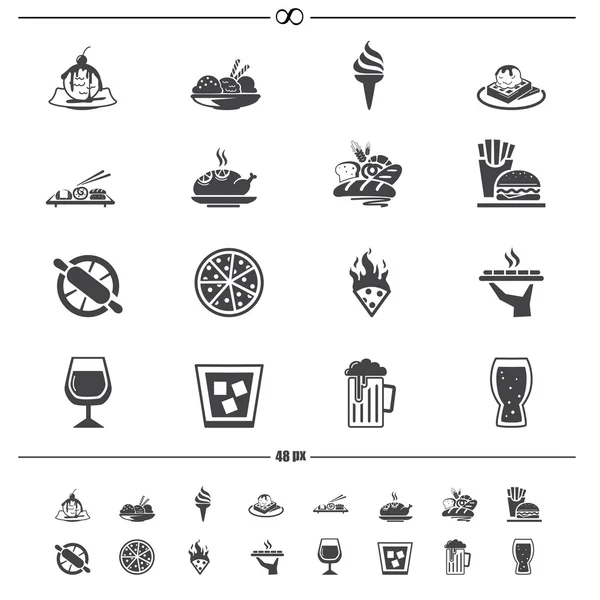 Yiyecek ve içecek ikonları — Stok Vektör
