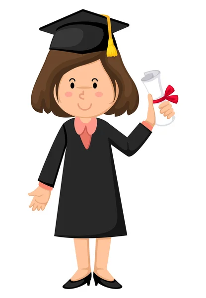 Girl in graduation gown — Stock Vector