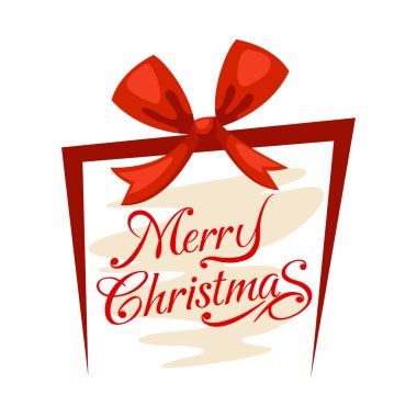 hediye kutusu ve merry christmas tipografi simge vektör