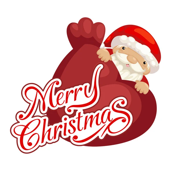 サンタ クロースとメリー クリスマス タイポグラフィ ベクトル — ストックベクタ
