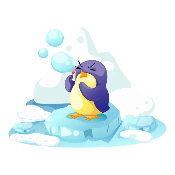 Penguin on a bit of ice vector — Stock Vector