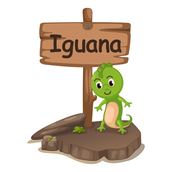 Alphabet animal lettre I pour iguane — Image vectorielle