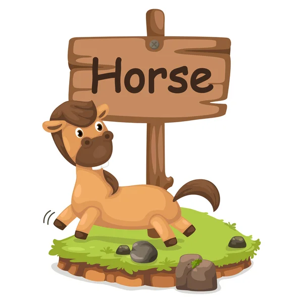 Huruf alfabet hewan H untuk kuda - Stok Vektor