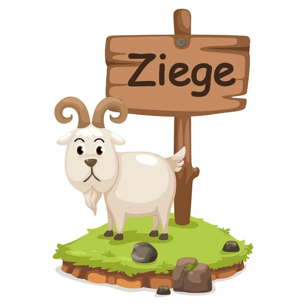 Alphabet animal lettre z pour ziege — Image vectorielle