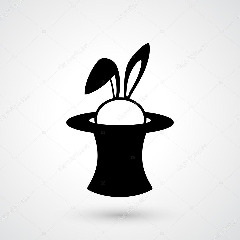 magic hat with rabbit icon vector