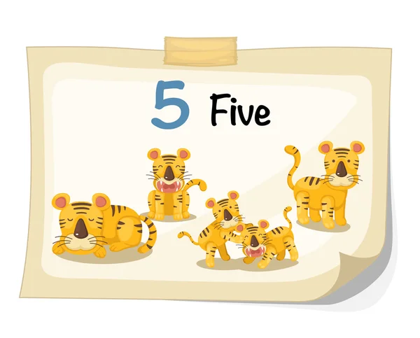 Number five tiger vector — Stock Vector