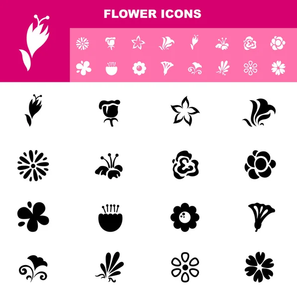 Flor icono conjunto vector — Vector de stock