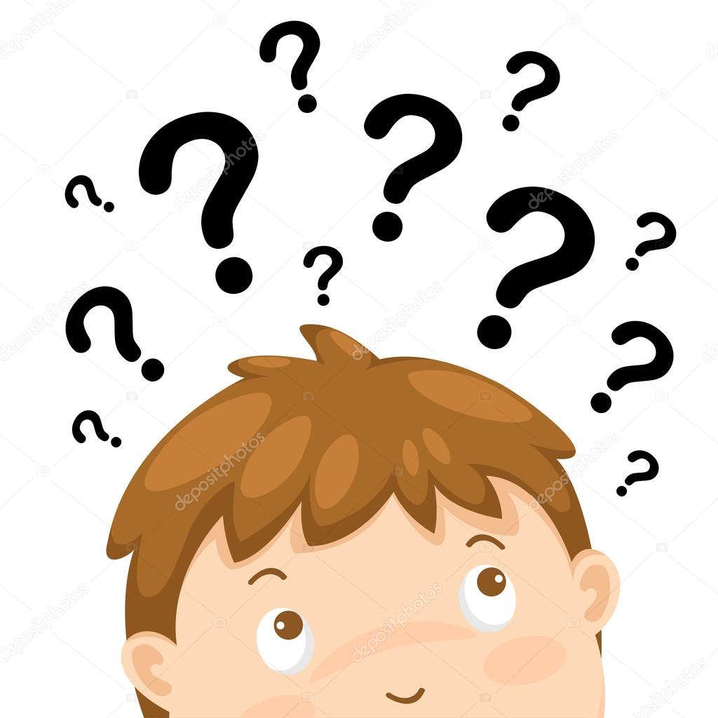 Boy thinking with question marks vector Stock Vector Image by ©jehsomwang  #57468281