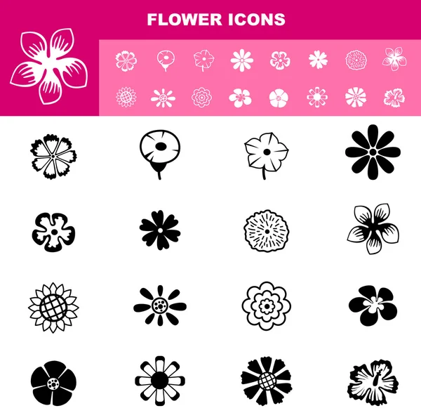 Flor icono conjunto vector — Vector de stock