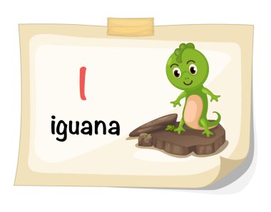 hayvan Alfabe harf ı iguana illüstrasyon vektör için