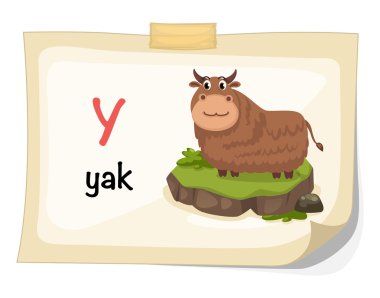 hayvan Alfabe harf y yak illüstrasyon vektör için