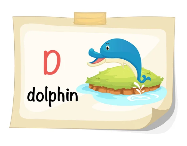 Alphabet animal lettre D pour vecteur d'illustration dauphin — Image vectorielle