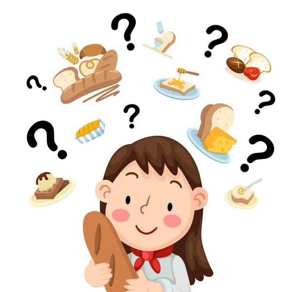 Woman thinking what to cook vector — Stock Vector