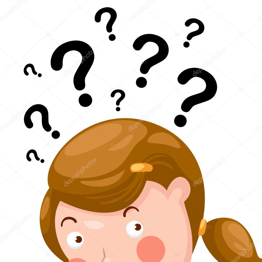 boy thinking with question marks vector