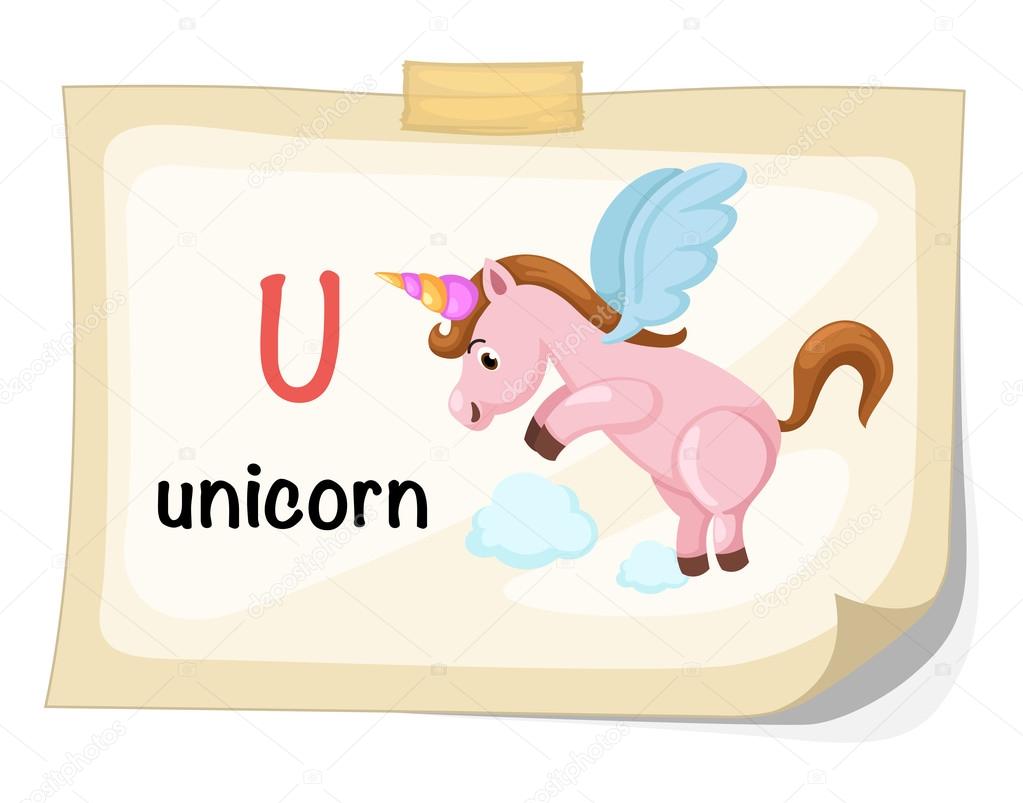 Animal alphabet letter U for unicorn illustration vector Stock Vector Image  by ©jehsomwang #59929587