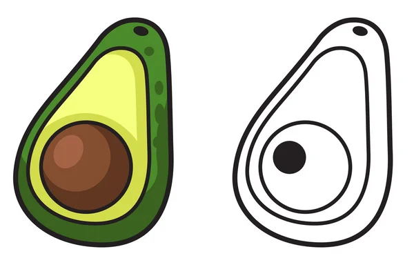 Avocat coloré et noir et blanc pour le vecteur de livre de coloriage — Image vectorielle