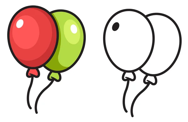 Ballon coloré et noir et blanc pour vecteur de livre de coloriage — Image vectorielle