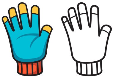 boyama kitabı için renkli ve siyah-beyaz eldiven