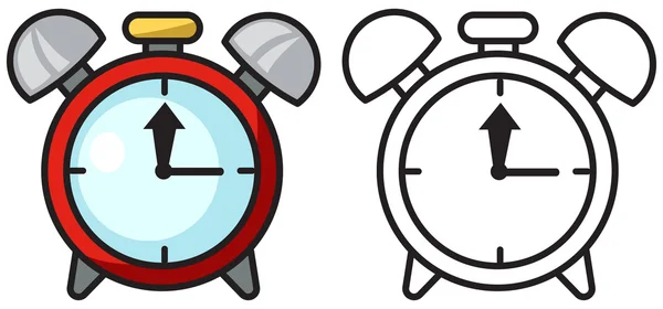 Colorido y negro y blanco reloj para colorear libro — Vector de stock