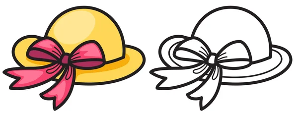 Sombrero colorido y blanco y negro para colorear libro — Vector de stock