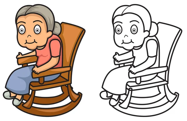 Colorful and black and white grandmother for coloring book — Stock Illustration Colorful and black and white grandmother for coloring book Stock Illustration