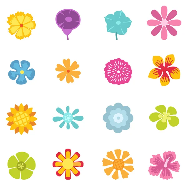 Flor icono conjunto vector — Vector de stock