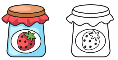 colorful and black and white jam for coloring book clipart