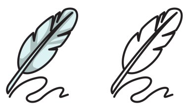 boyama kitabı için renkli ve siyah-beyaz tüy