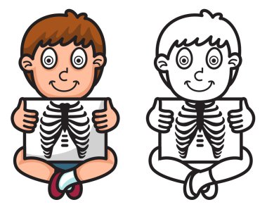 Boyama kitabı için renkli ve siyah-beyaz x-ray