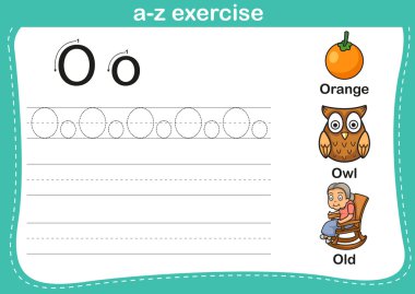 Alfabe A'dan Z'ye egzersiz karikatür kelime çizim ile