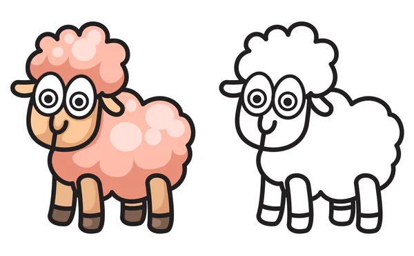 Colorful and black and white sheep for coloring book — Stock Vector