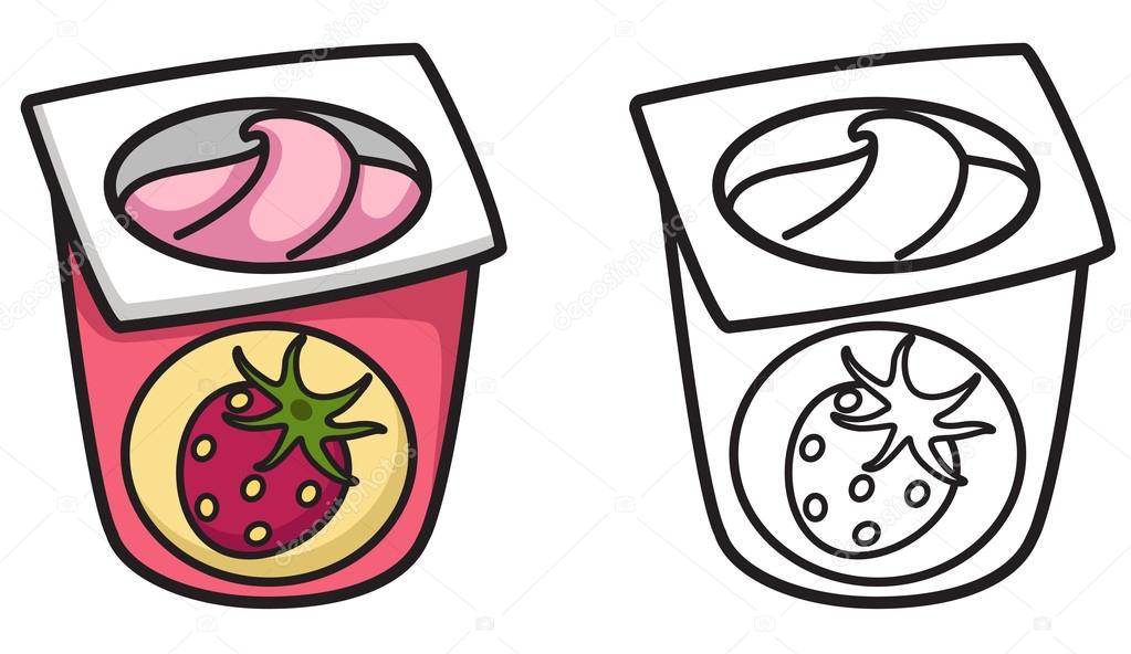 colorful and black and white yogurt for coloring book