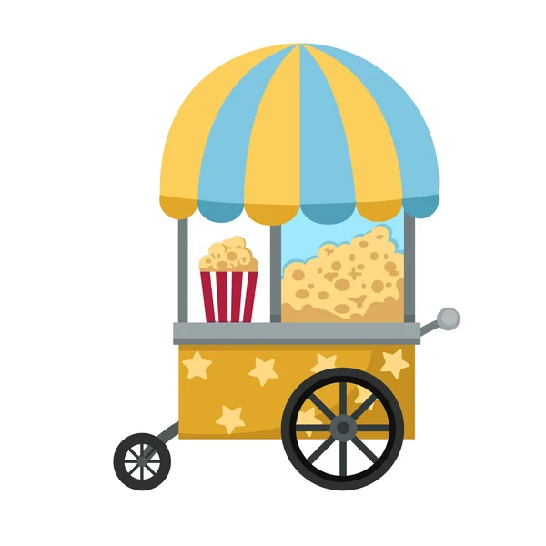 Cart stall and popcorn vector — Stock Vector