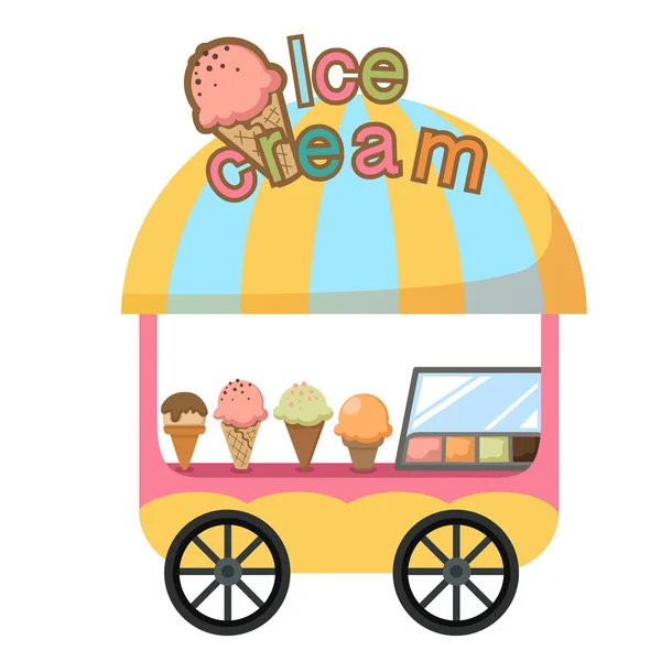 Повозка и вектор мороженого — стоковый вектор