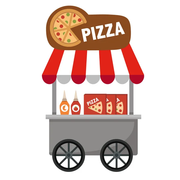 Cart stall and pizza vector — Stock Vector