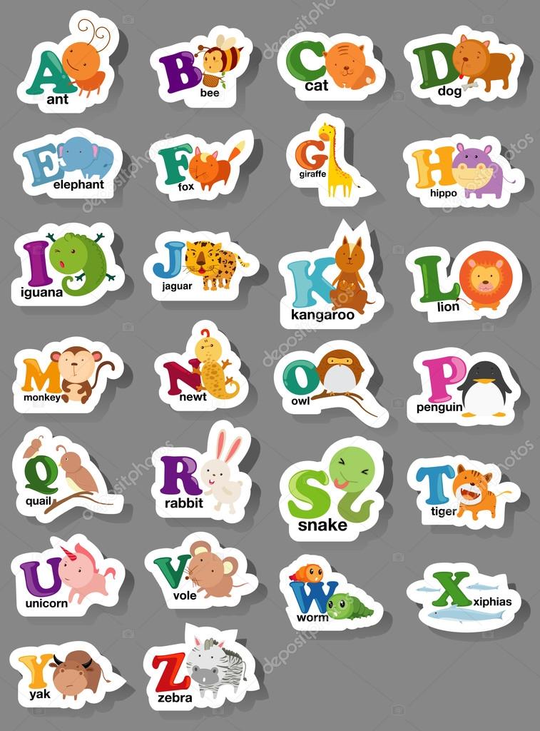 animal alphabet letter a-z