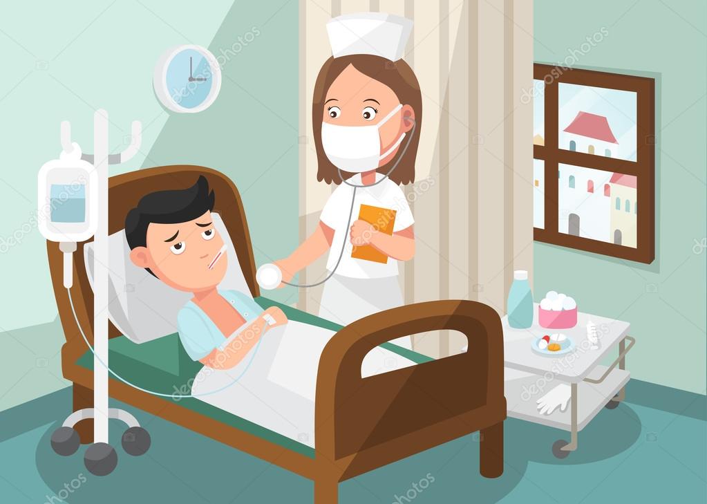The nurse taking care of patient in the ward of hospital
