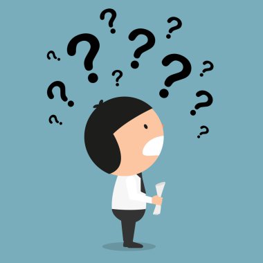 business thinking with question marks clipart