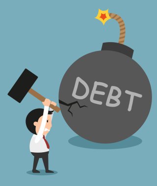 Büyük borcunu ödemek çalışan adam kavramı t karşılaştırıldığında