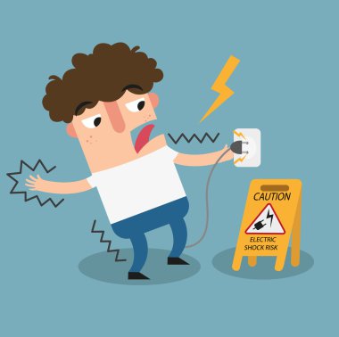 Electric shock risk caution sign. clipart