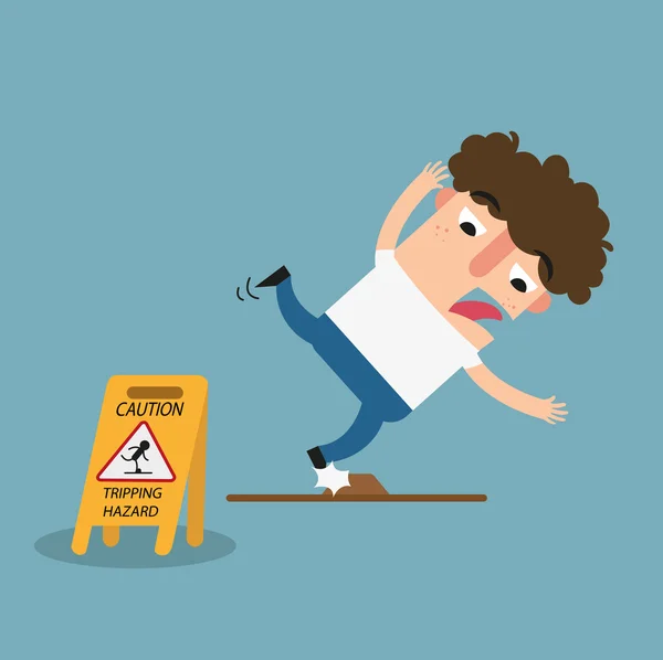 Tripping hazard caution sign.Danger of stumbling — Stock Vector