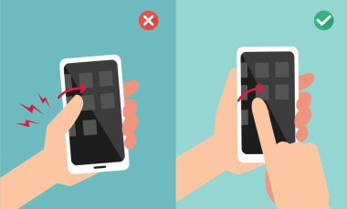 uygunsuz vs uygun el holding ve akıllı telefon dokunmak