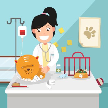 kadın Veteriner illüstrasyon kür fikri