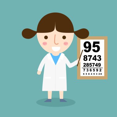 kadın doktor - optometrist görme testleri vektör