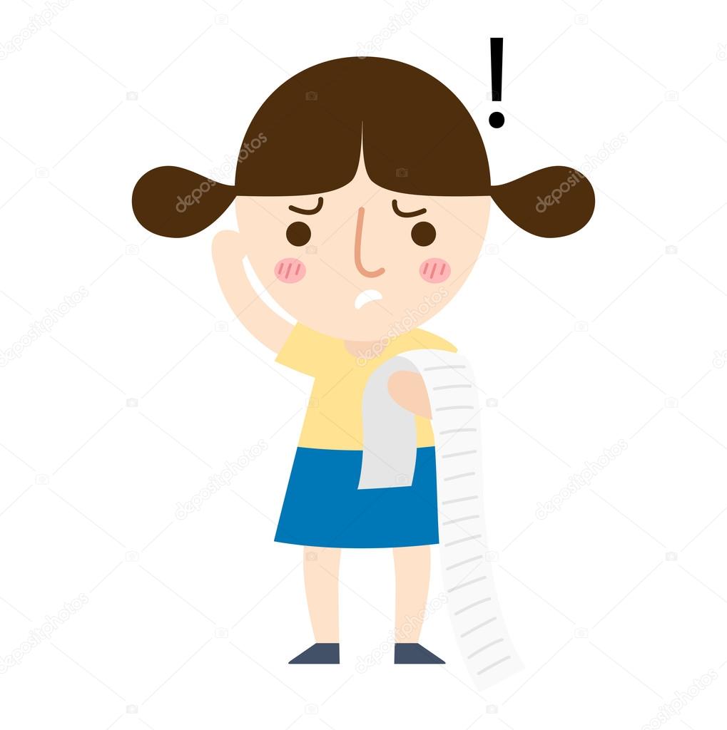 a young girl paying a lot of bills vector