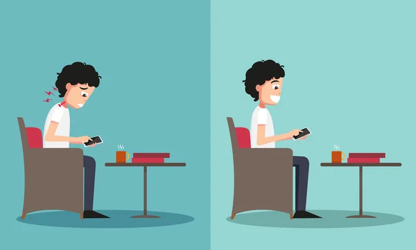 Beste und schlechteste Position zum Spielen von Smartphones — Stockvektor