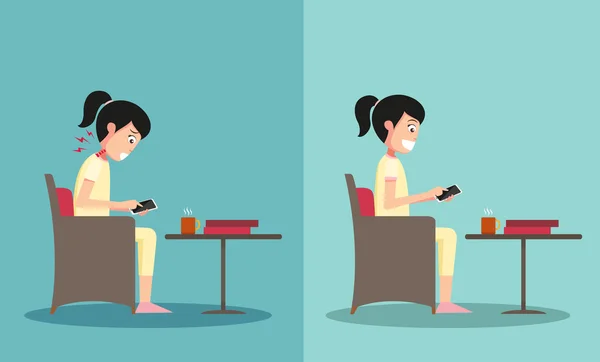 Beste und schlechteste Position zum Spielen von Smartphones — Stockvektor